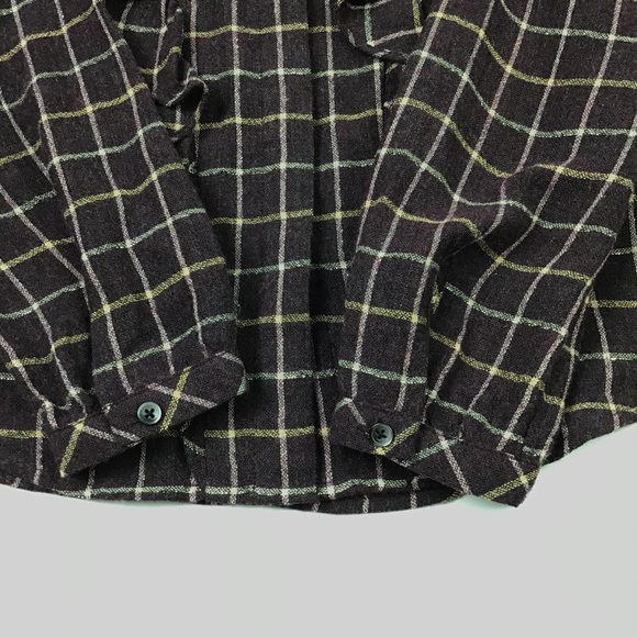 Madewell Deep Purple Plaid Ruffle Button Down Top - Picture 5 of 12